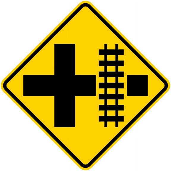 Traffic & Warehouse Signs - W10-2-Grade Crossing and Intersection Sign - Weather Approved Aluminum Street Sign, 0.04 Thickness - 10" X 7"