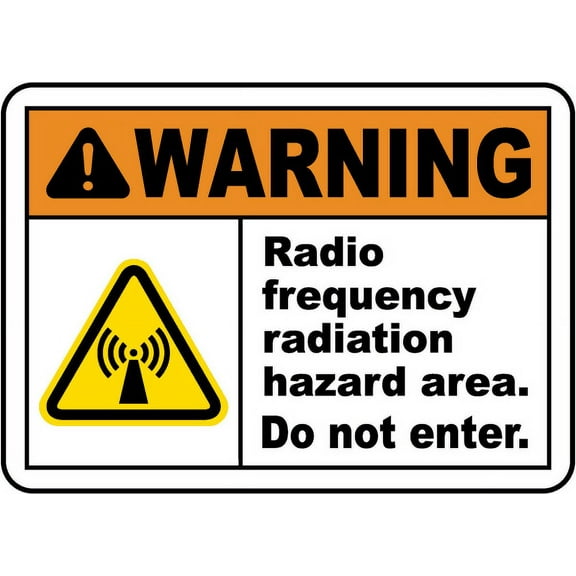 Traffic & Warehouse Signs - Warning RF Radiation Hazard Area Sign - Weather Approved Aluminum Street Sign, 0.04 Thickness - 10" X 7"