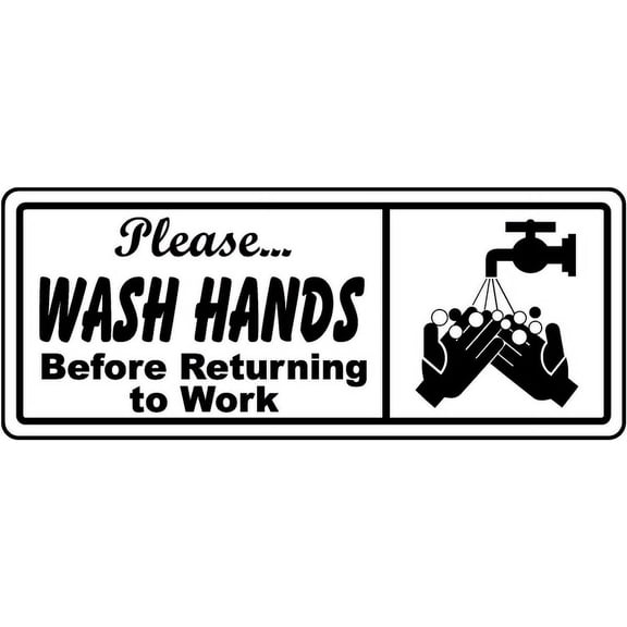 Traffic & Warehouse Signs - Wash Hands Before Returning Sign - Weather Approved Aluminum Street Sign, 0.04 Thickness - 10" X 7"