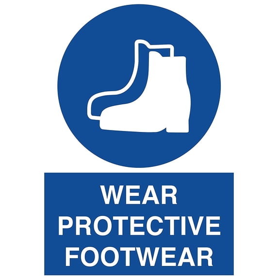 Traffic & Warehouse Signs - Wear Protective Footwear Sign - Weather Approved Aluminum Street Sign, 0.04 Thickness - 12" X 18"