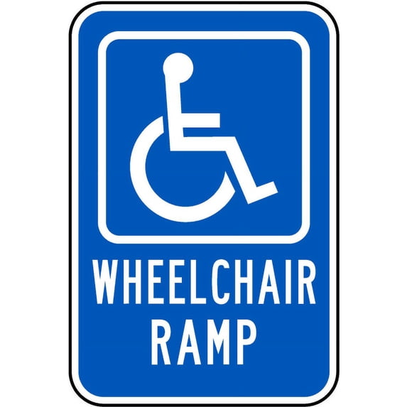 Traffic & Warehouse Signs - Wheelchair Ramp Sign - Weather Approved Aluminum Street Sign, 0.04 Thickness - 10" X 7"