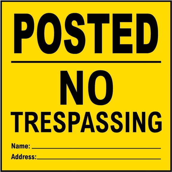 Traffic & Warehouse Signs - Yellow Posted No Trespassing Sign - Weather Approved Aluminum Street Sign, 0.04 Thickness - 10" X 7"