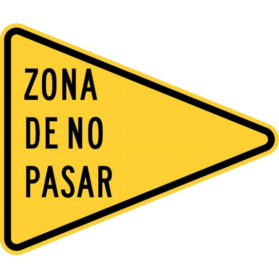 Traffic & Warehouse Signs - Zona De No Pasar (No Passing Zone), Puerto Rico - Weather Approved Aluminum Street Sign, 0.04 Thickness - 18" X 24"
