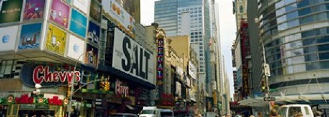 Traffic in a city 42nd Street Eighth Avenue Times Square Manhattan New York City New York State USA Canvas Art - Panoramic Images (18 x 7)