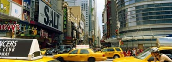 Traffic in a city 42nd Street Eighth Avenue Times Square Manhattan New York City New York State USA Canvas Art - Panoramic Images (36 x 13)