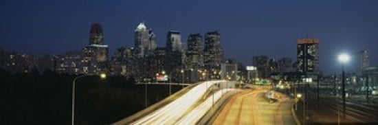 Traffic moving on a road Philadelphia Pennsylvania USA Canvas Art - Panoramic Images (36 x 12)