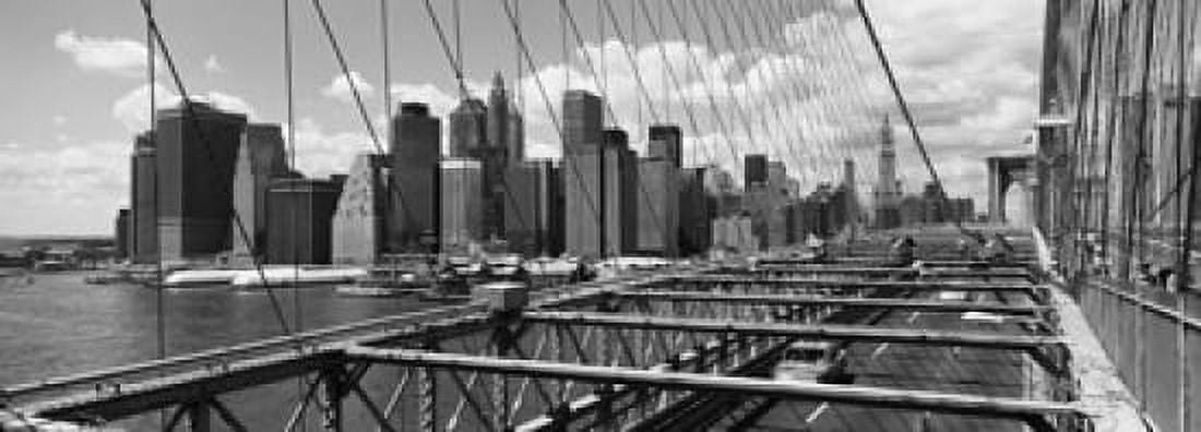 Traffic on a bridge Brooklyn Bridge Manhattan New York City New York State USA Canvas Art - Panoramic Images (36 x 13)