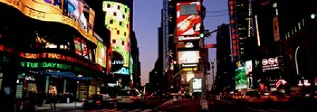 Traffic on a road Times Square New York City New York USA Canvas Art - Panoramic Images (18 x 7)
