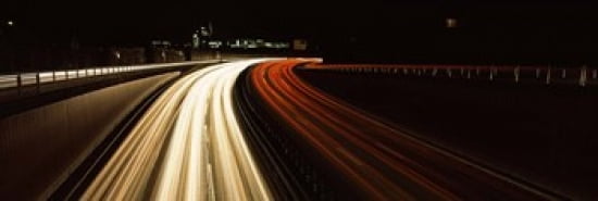 Traffic on a road at evening Highway B14 Stuttgart Baden-Wurttemberg Germany Canvas Art - Panoramic Images (36 x 12)