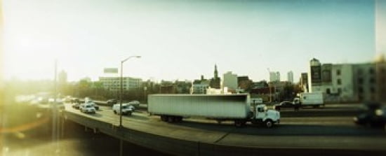 Traffic on an overpass Brooklyn-Queens Expressway Brooklyn New York City New York State USA Canvas Art - Panoramic Images (30 x 12)