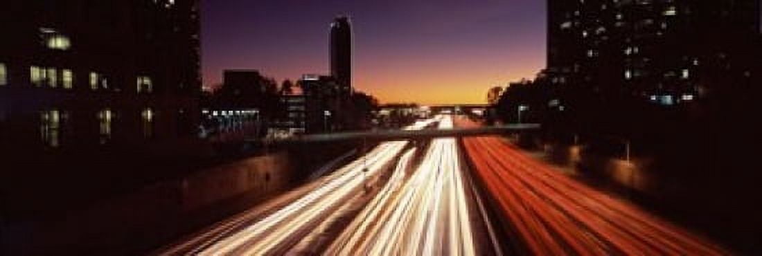 Traffic on the road City of Los Angeles California USA Canvas Art - Panoramic Images (18 x 6)