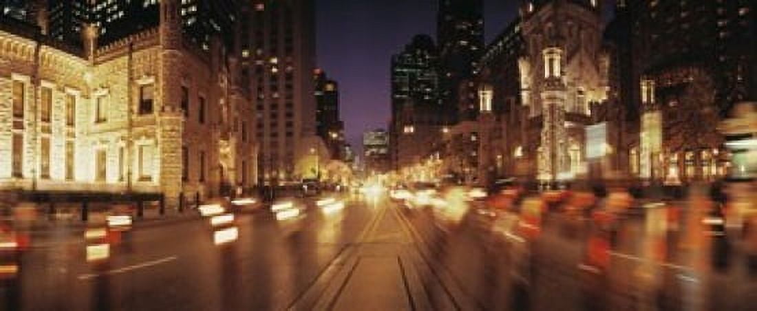 Traffic on the road at dusk Michigan Avenue Chicago Cook County Illinois USA Canvas Art - Panoramic Images (15 x 6)
