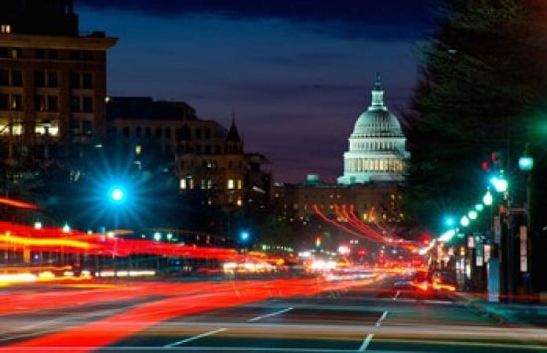 Traffic on the road with State Capitol Building in the background Washington DC USA Canvas Art - Panoramic Images (36 x 24)