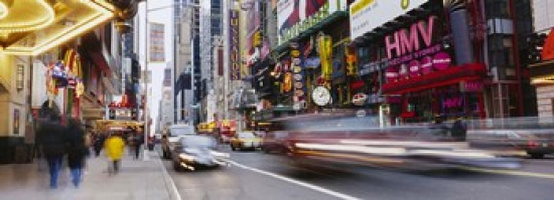 Traffic on the street 42nd Street Manhattan New York City New York State USA Canvas Art - Panoramic Images (18 x 7)
