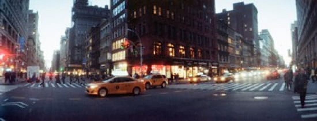 Traffic on the street at night 23rd Street Fifth Avenue Manhattan New York City New York State USA Canvas Art - Panoramic Images (30 x 12)