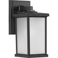 thumbnail image 1 of Trafford Non-Metallic Lantern Collection One-Light Textured Black Frosted Shade Traditional Outdoor Wall Lantern Light, 1 of 2