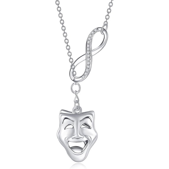 Tragedy Comedy Masks Necklace 925 Sterling Silver Mask Pendant Jewelry Gifts for Women