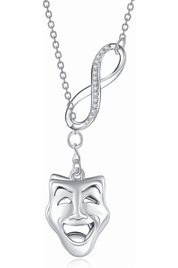 Tragedy Comedy Masks Necklace 925 Sterling Silver Tragedy Comedy Masks Pendant Jewelry Gifts for Women