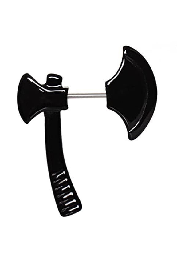 Tragus Black PVD Plated Axe Fake Taper / Cartilage Earring Barbell pair