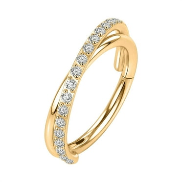 Tragus Conch Daith Piercing Jewelry Cartilage Hoop Earring Cube Zircon Hinged Nose Ring Hoop