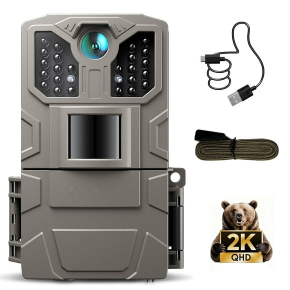 Cocobear Trail Camera 36MP 2K , 850nm IR Night Vision, Motion Detect, 2" Display, IP66 Waterproof