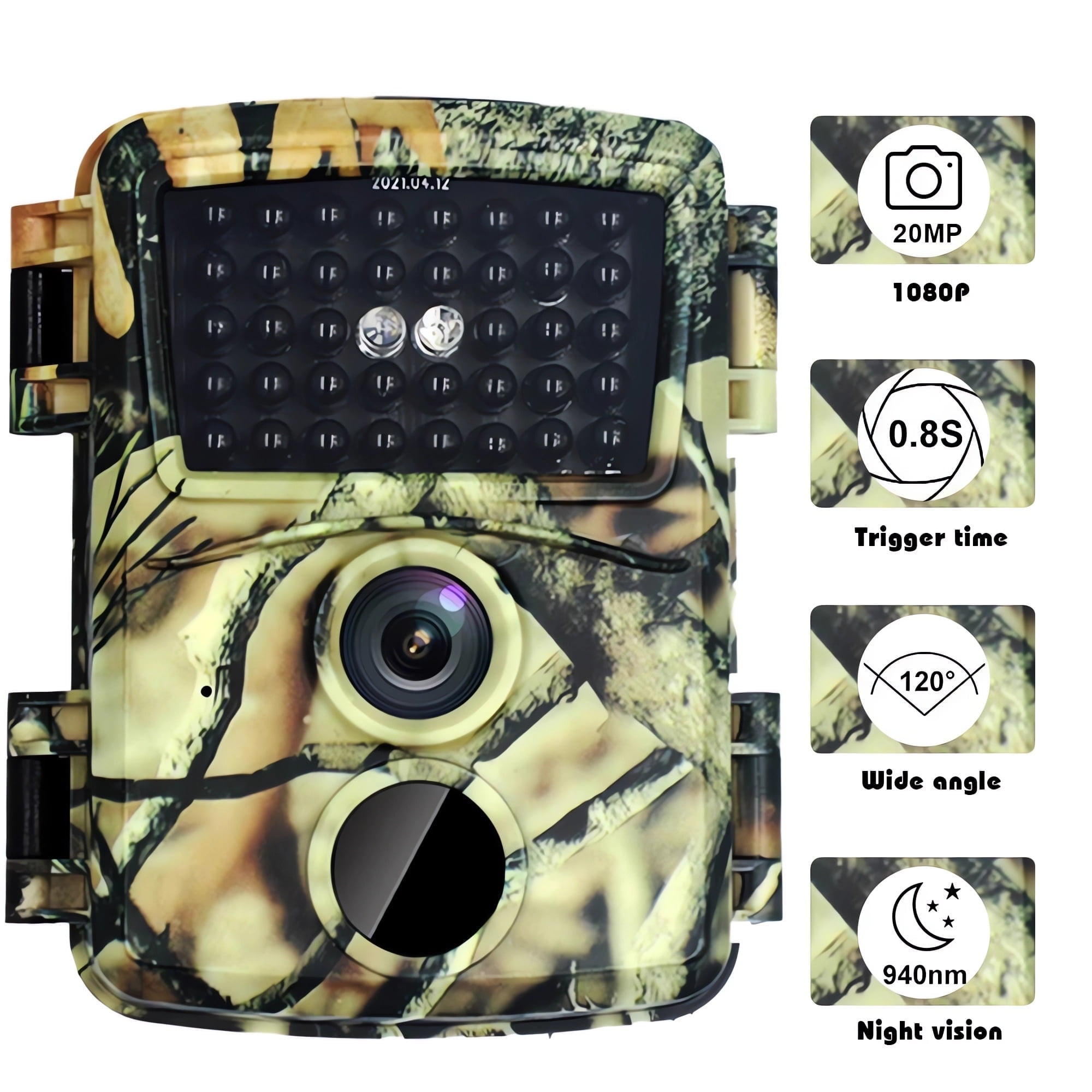 Trail Camera, 20MP 1080P Game Camera Hunting Camera with Night Vision Waterproof IP54 Motion Activated, 120 Wide Angle Lens Wildlife Scouting Deer Hunting Cam for Trail Monitoring
