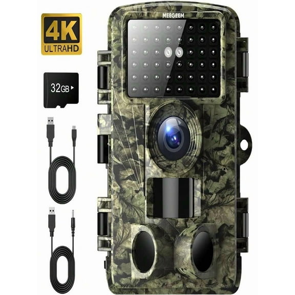 Trail Camera - 4K 48MP Game Camera With Night Vision, 0.05s Trigger Motion Activated Hunting Camera, IP66 Waterproof, 130 Wide-Angle With 46pcs No Glow LEDs For Outdoor Wildlife