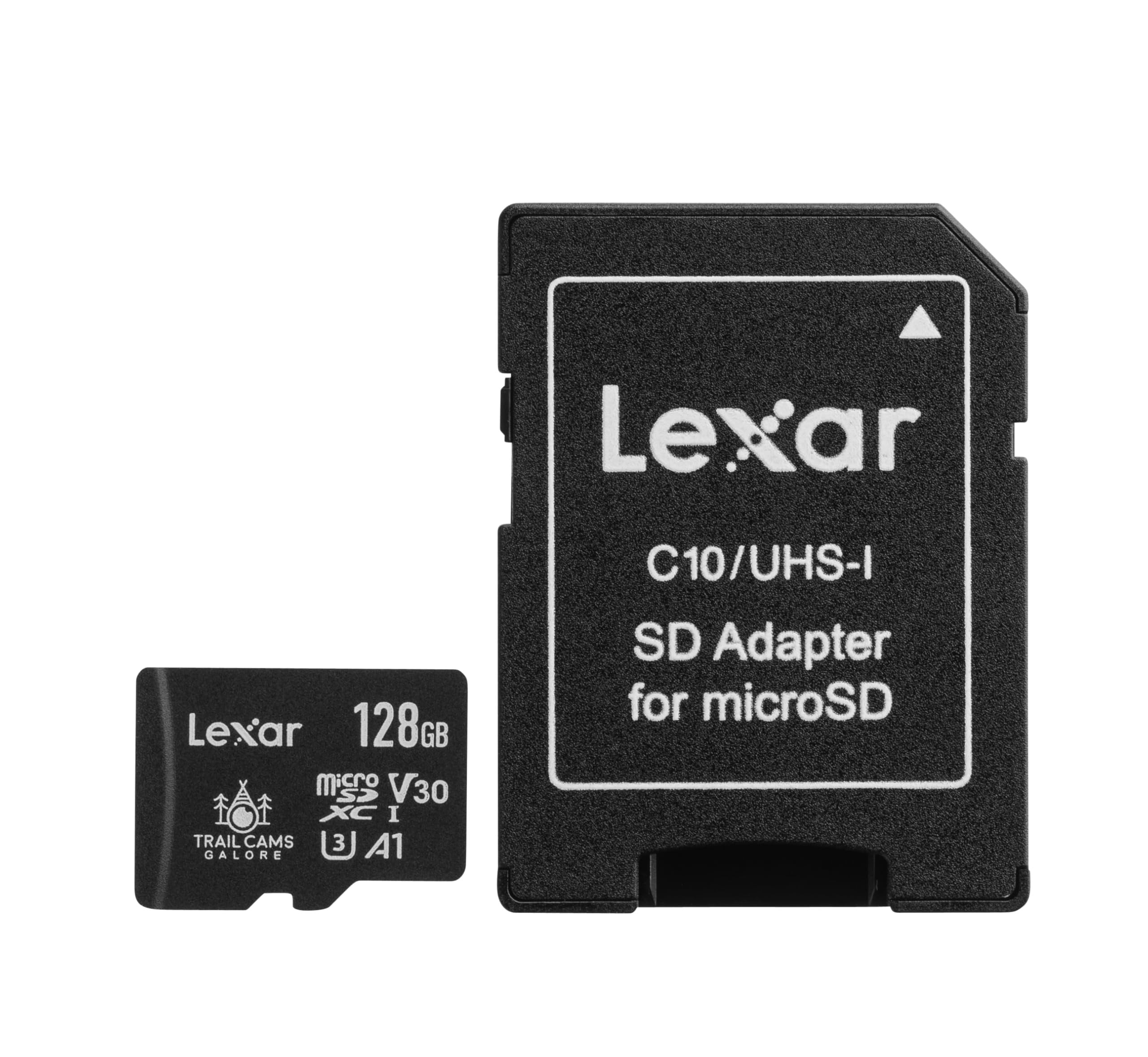 Trail Cams Galore Lexar E-Series 128GB Micro SD Card Micro SDXC UHS-I Flash Memory Card with Adapter, 100MB/s, C10, U3, A1, V30, Full HD, 4K UHD, High Speed TF Card