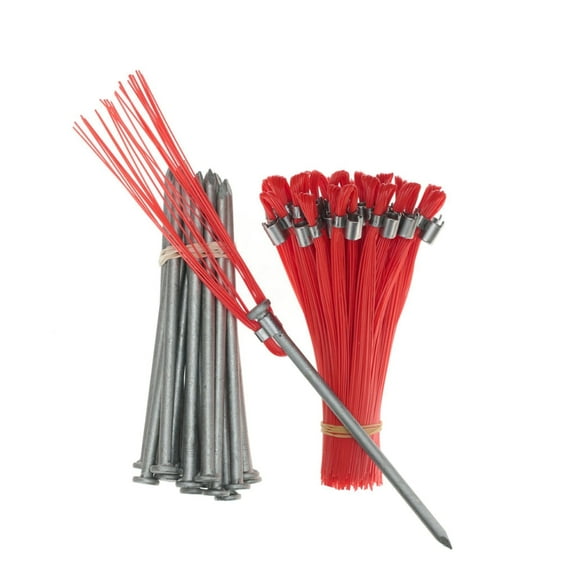 Trail Chasers 6 " Orange Sports and Survey Flag Markers with Heavy Duty Stakes 25 pack