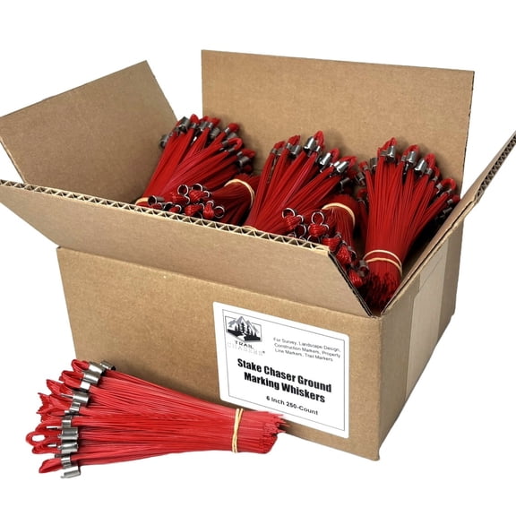 Trail Chasers Red Marking Whiskers, 6 Inch, 250 Count for Survey, Construction, Landscaping & Trail Markers