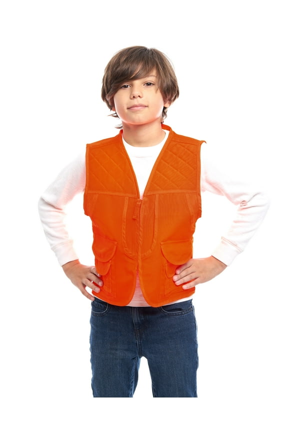 Trail Crest Boys Blaze Orange Safety Front Loader Hunting Vest, Medium