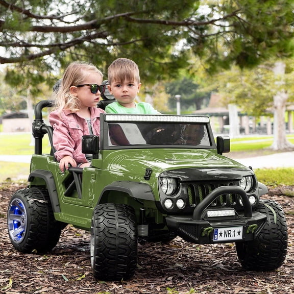 Trail Explorer 24V Kids Ride On Truck With Parental Control Remote, LED Foam Wheels, MP3 + Wireless Music Streaming, Vegan Leather Seats