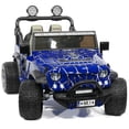 thumbnail image 1 of Trail Explorer 24V Kids Ride On Truck With Parental Control Remote, LED Foam Wheels, MP3 + Wireless Music Streaming, Vegan Leather Seats (Spider Blue), 1 of 11