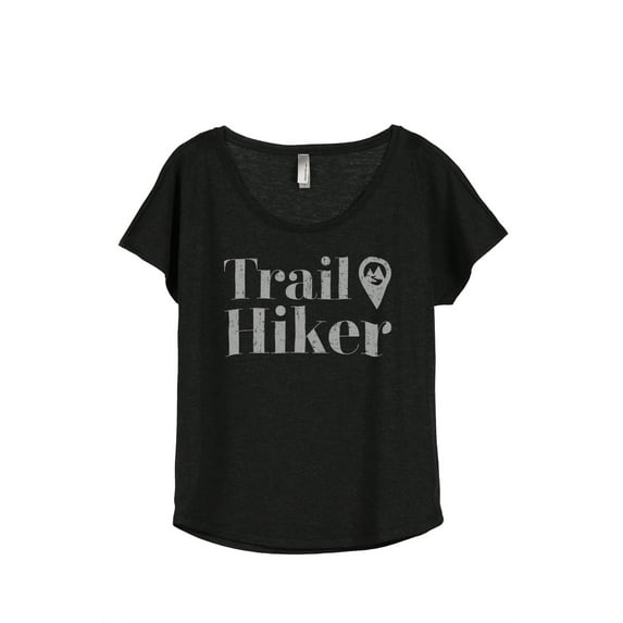 Trail Hiker Women's Fashion Slouchy Dolman T-Shirt Tee Heather Black Small