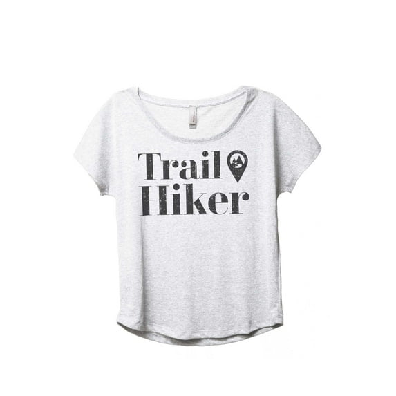 Trail Hiker Women's Fashion Slouchy Dolman T-Shirt Tee Heather White X-Large