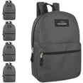 thumbnail image 1 of Trail Maker 24 Pack of Bulk Wholesale Basic and Classic 17 Inch Backpacks with Front Accessory Pocket, Dual Zipper Closure and Padded Adjustable Shoulder Straps for Travel in Gray, 1 of 7