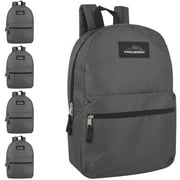 24 Pack of Bulk Wholesale Basic and Classic 17 Inch Backpacks with Front Accessory Pocket, Dual Zipper Closure and Padded Adjustable Shoulder Straps for Travel 