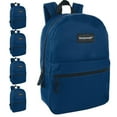 thumbnail image 1 of Trail Maker 24 Pack of Bulk Wholesale Basic and Classic 17 Inch Backpacks with Front Accessory Pocket and Dual Zipper Closure for Work, School and Classrooms in Navy Blue, 1 of 2