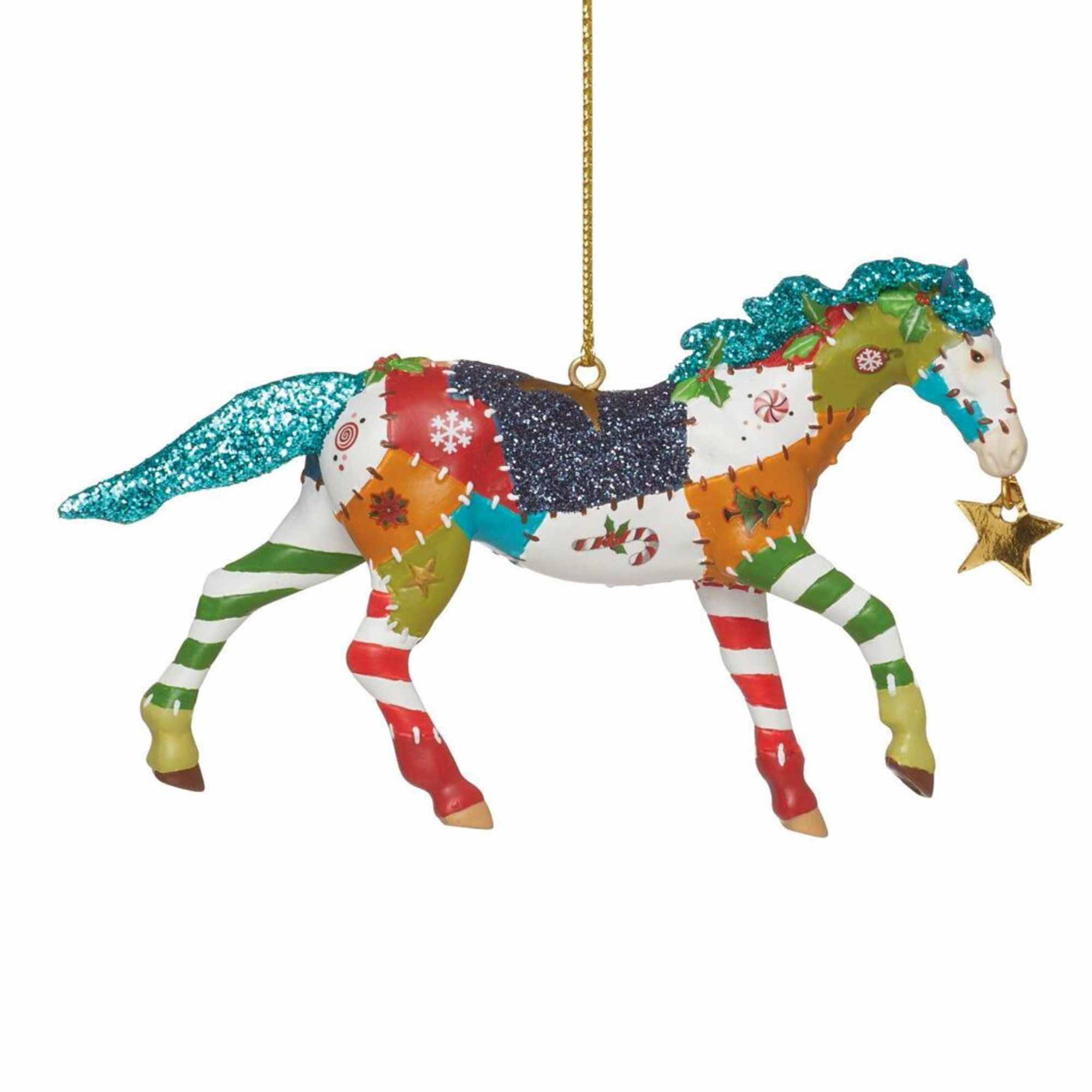 Trail Of Painted Ponies Holiday Patchwork Pony One Ornament 2.75 Inch