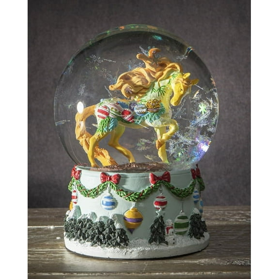 Trail Of Painted Ponies Western Vintage Christmas Horse Glitter Water Globe