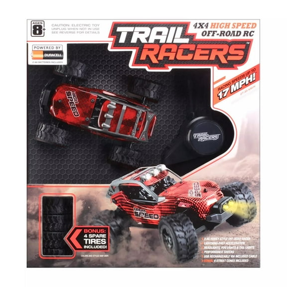 Trail Racers Red 4 x 4 High Speed Off-Road RC - 1:32 Scale