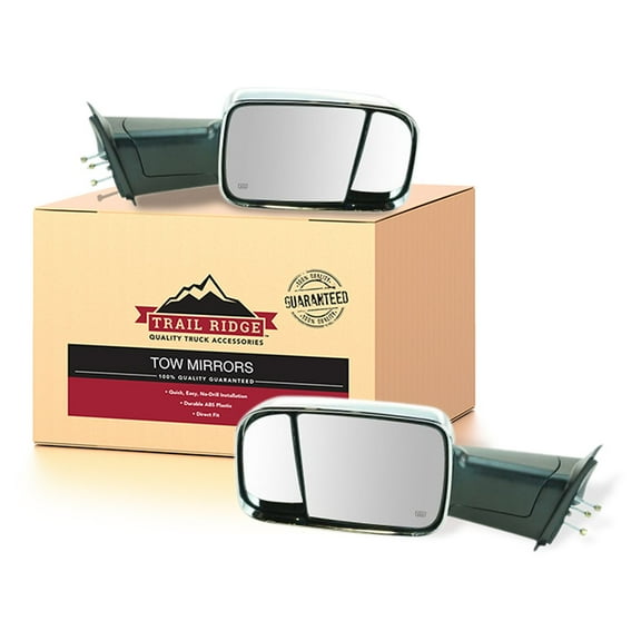 Trail Ridge Tow Mirror Power Heated Marker Light Chrome Pair for Dodge Ram New TR00276