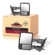 Trail Ridge Driver and Passenger Towing Mirror Set 6 Piece Power Heated Turn Signal Chrome and Black Caps Fits 2002-2005 Ford Excursion 2003-2007 F250 Super Duty F350 Super Duty