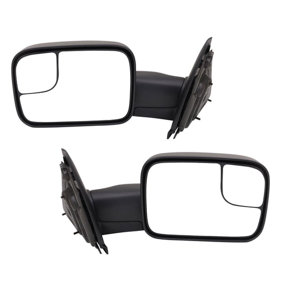 Trail Ridge Towing Mirror Set 2 Piece Manual Folding Flip Up Textured Fits 2002-2009 Dodge Ram 1500 2005-2009 Ram 2500 2003-2010 Ram 3500
