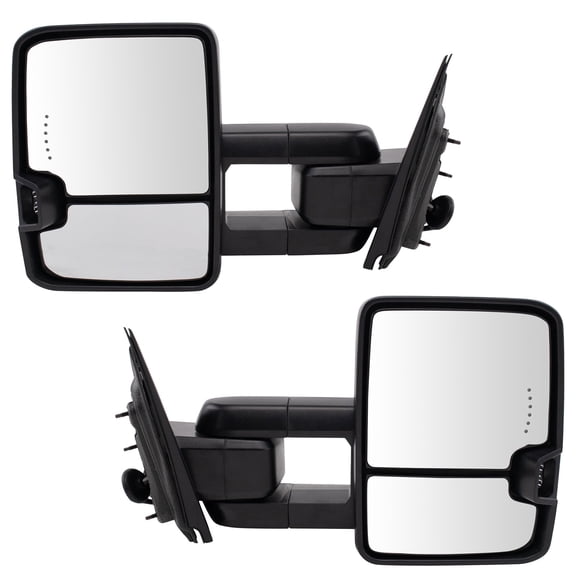 Trail Ridge Towing Mirror Set 2 Piece Power Heated Chrome Manual Folding Textured Turn Signal Spot Light Fits 15-16 Chevrolet Silverado 1500 15-16 GMC Sierra 1500