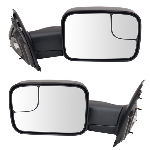 Trail Ridge Towing Mirror Set 2 Piece Power Heated Manual Folding Textured Flip Up Fits 2002-2009 Dodge Ram 1500 2002-2009 Ram 2500 2002-2009 Ram 3500