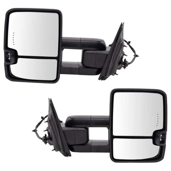 Trail Ridge Towing Mirror Set 2 Piece Power Heated Turn Signal Manual Folding Textured Spot Light Fits 2015-2017 Chevrolet Silverado 1500