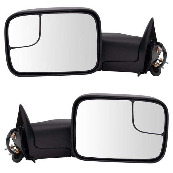 Trail Ridge Towing Mirror Set 4 Piece Power Heated Manual Folding Textured Flip Up Fits 1998-2001 Dodge Ram 1500 1998-2002 Ram 2500 1998-2002 Ram 3500