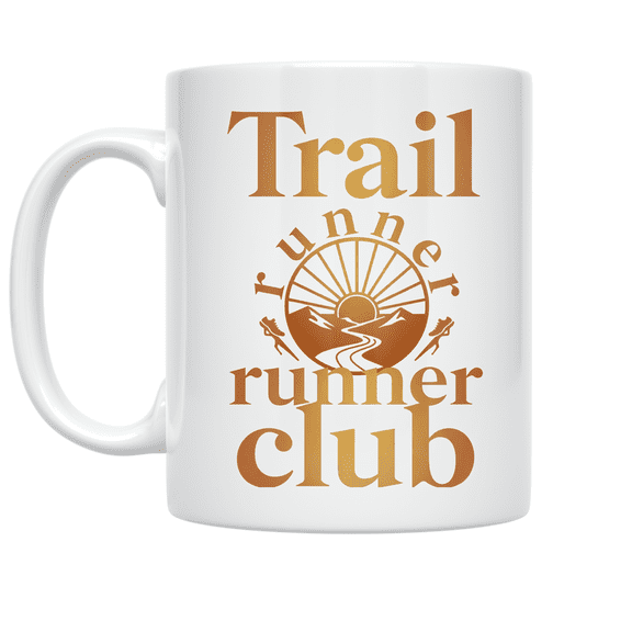 Trail Runner Club Patch Design - Trail Running Enthusiast - 11 oz Ceramic Coffee Mug
