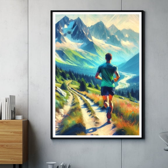 Trail Runner Poster, Inspirational Trail Running Wall Art, Unframed Paper Poster 8x10in